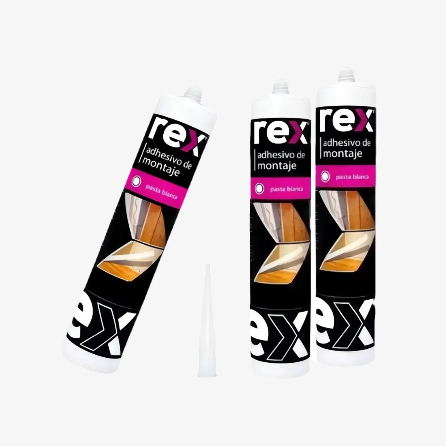  3 unidades adhesivo de montaje REX 300ml cartucho pistola calafatera