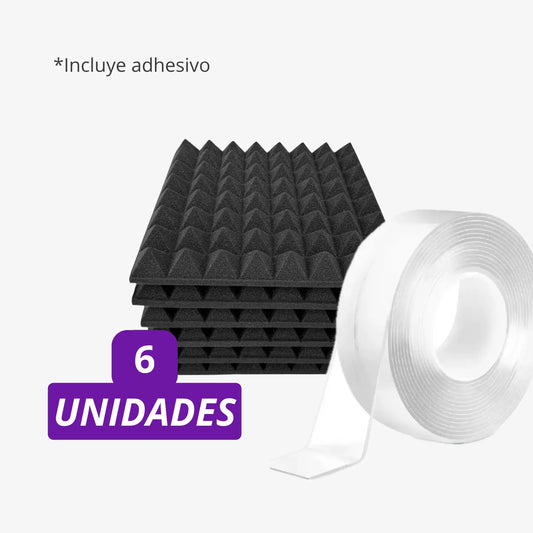 Pack acustico 6 espumas piramidales para tratar eco