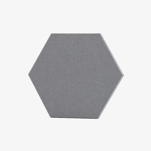 Panel acustico hexagonal gris sobre blanco