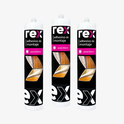  3 unidades adhesivo de montaje REX 300ml cartucho pistola calafatera